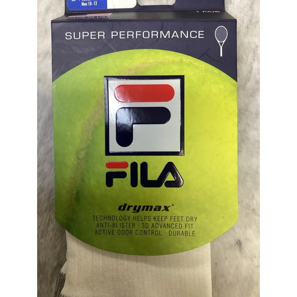 Fila Drymax Super Performance 1/4 Crew Tennis Socks White Mens XL TA831758